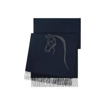 HERMES Knit Scarves Men Ocean Blue/Black
