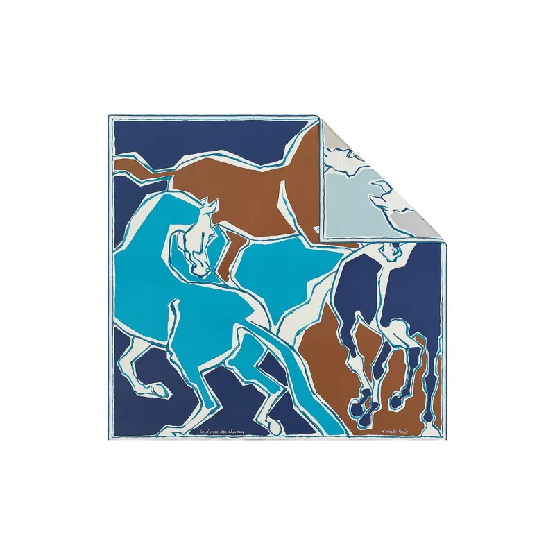 HERMES Silk Scarves Women's Ocean/Cobalt/Chestnut-1