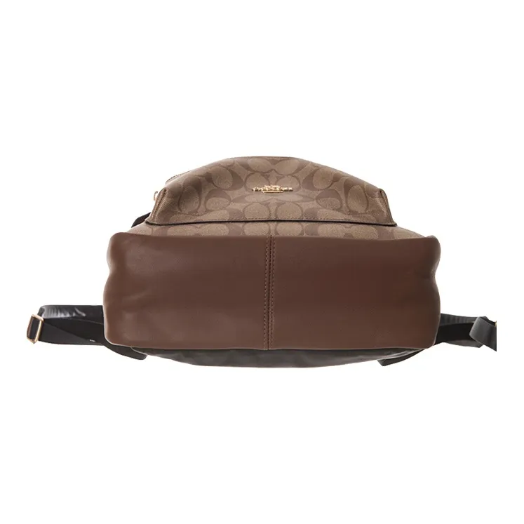 COACH Charlie PVC Backpack Medium Size Women's Khaki & Brown-3