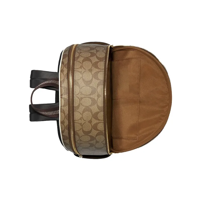COACH Leather Patchwork With PVC Backpack Tubas Women's White & Brown Monogram-2