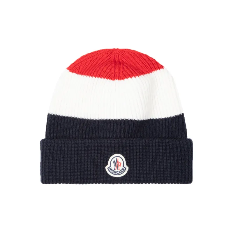 Moncler Striped Hat With Pom Pom-0