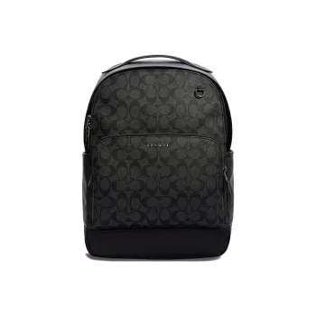 COACH Graham Coated Canvas With Smooth Cow Leather Backpack Large Size Men's Charcoal Black