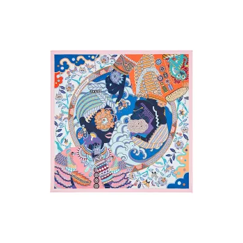 HERMES Silk Scarves Women's Pink