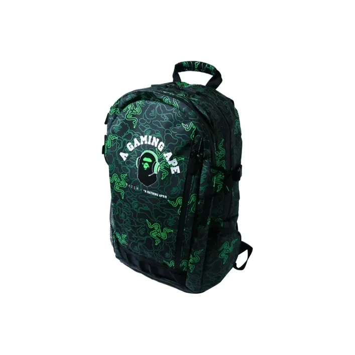 A BATHING APE RAZER Collaboration Polyester Backpack Regular Unisex Green-1