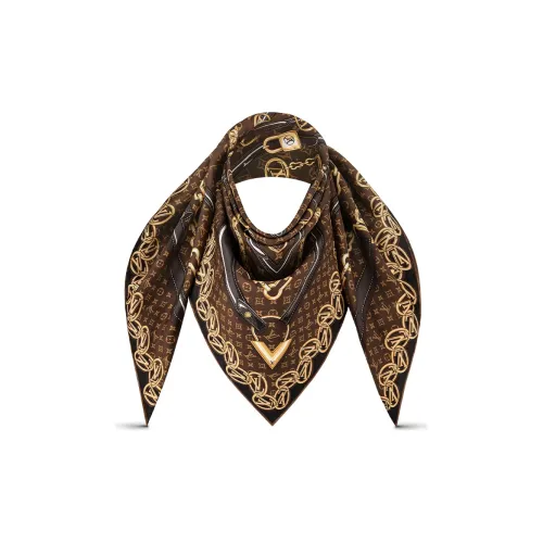 LOUIS VUITTON Silk Scarves Unisex Brown