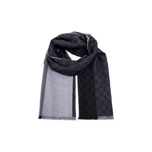 GUCCI Wool GG Logo Pattern Scarf 