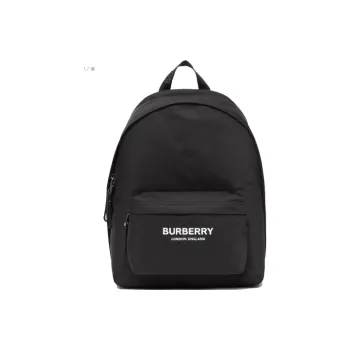 Burberry Logo Print Nylon Backpack Black