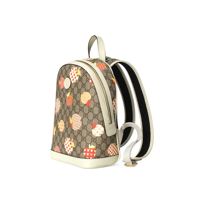 GUCCI Canvas With Leather Backpack Small Size Women's Ebony/White/Candy Color-1