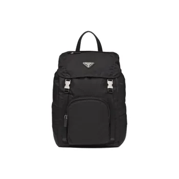 PRADA Leather, Nylon Backpack Unisex Black