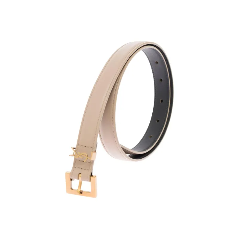 SAINT LAURENT Cassandre Thin Belt With Square Buckle In Box SAINT LAURENT Leather-3