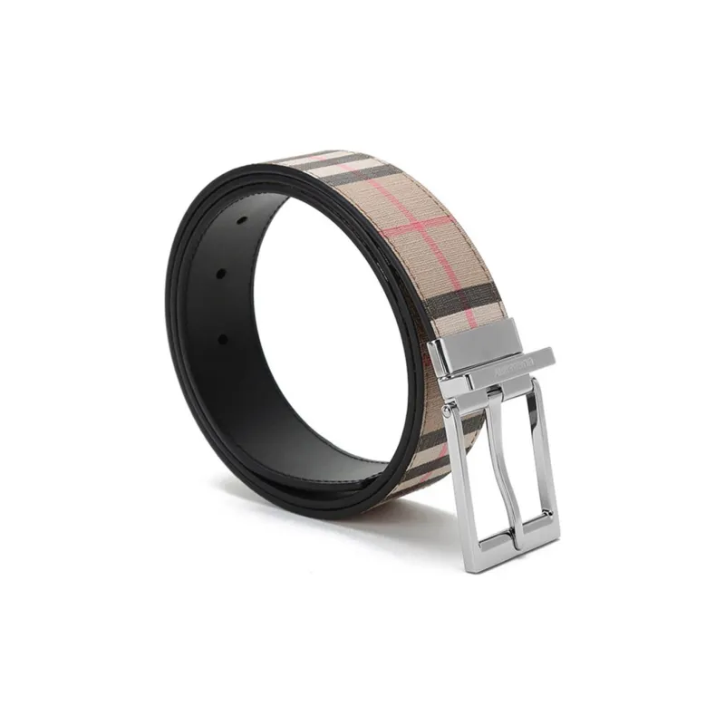 Burberry Check Pattern Reversible Buckle Belt-1