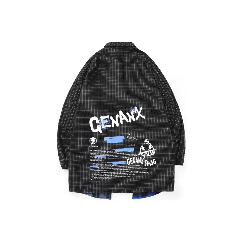 GENANX Shirts Unisex Black Blue Plaid-1