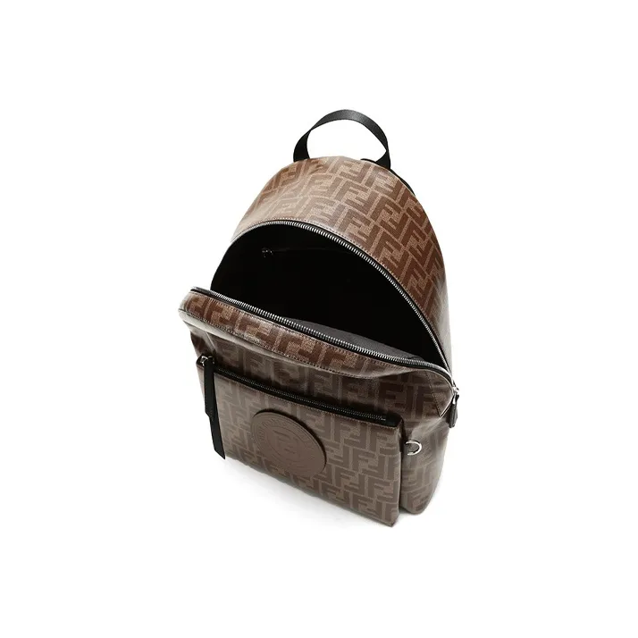FENDI Coated Canvas With Leather Backpack Regular Men's Brown-5