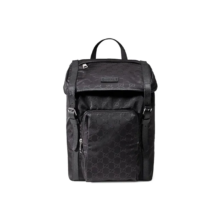 GUCCI Nylon With Leather Backpack Men's Black-0