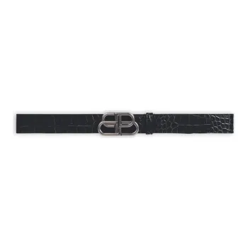 Balenciaga Cow Leather Belts Unisex Black Width 3.8cm
