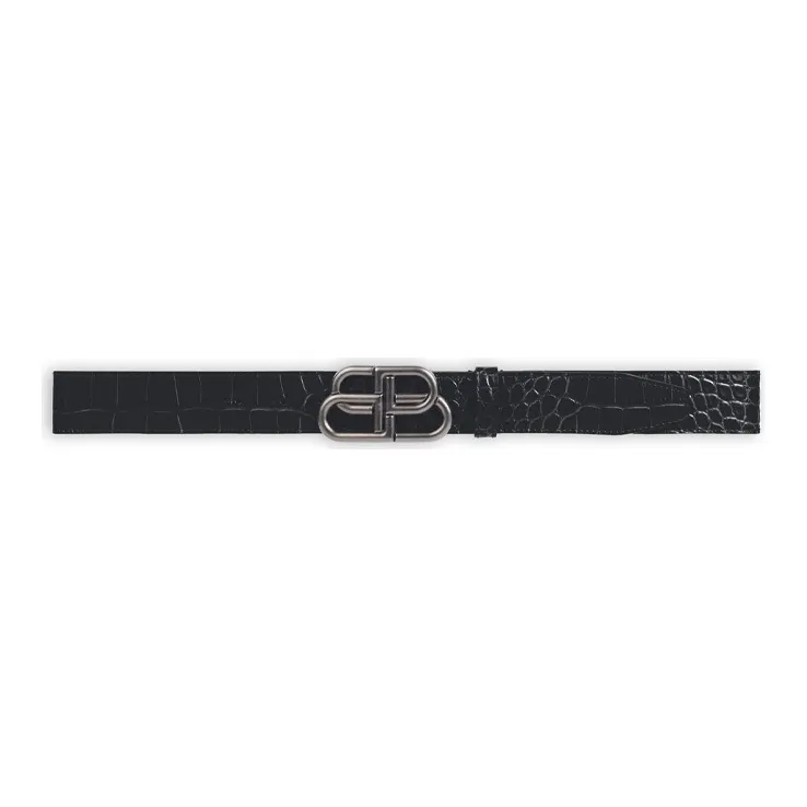 Balenciaga Cow Leather Belts Unisex Black Width 3.8cm-0