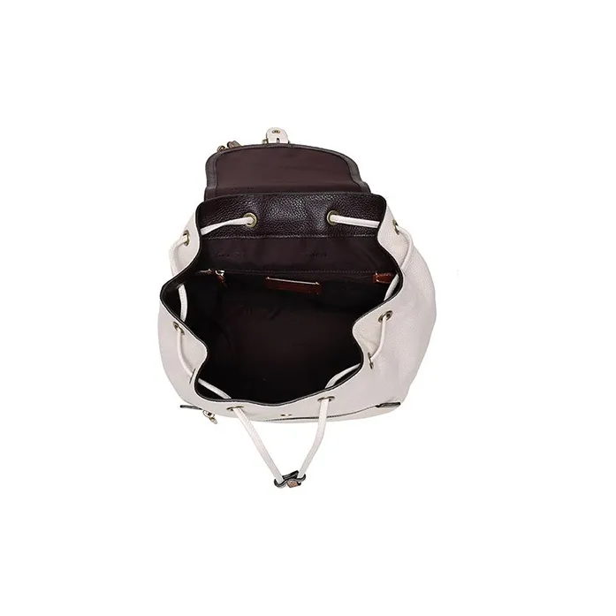 COACH Evie Canvas With Leather Backpack Medium Size Women's Brown Yellow Chalk White-5