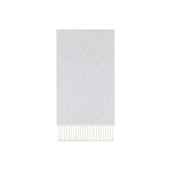 FENDI Cashmere Scarves Unisex Gray White