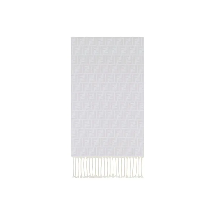 FENDI Cashmere Scarves Unisex Gray White-0