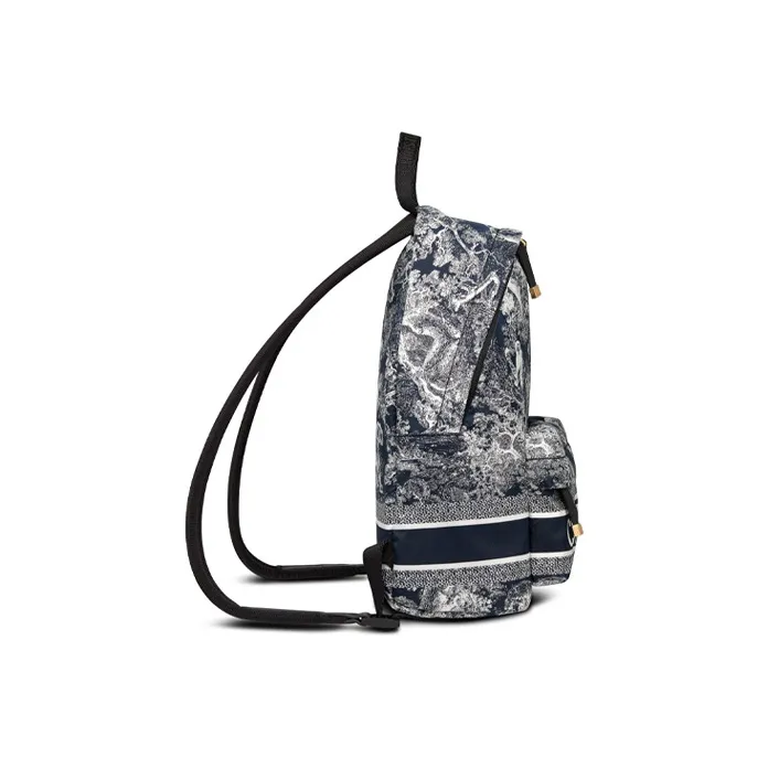 DIOR Fabric Backpack Small Size Women's Blue/Black-2