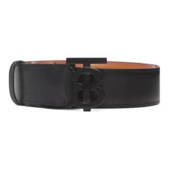 Burberry Leather Tb Monogram Buckle Belt