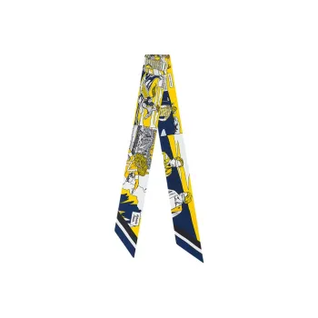 HERMES Silk Scarves Women's Navy Blue/Yellow