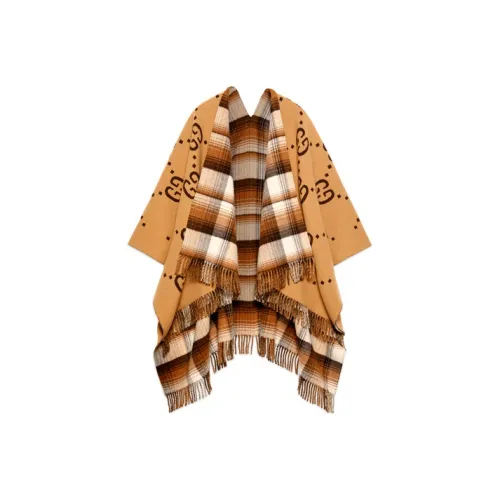 GUCCI Reversible GG Wool Shawl Brown