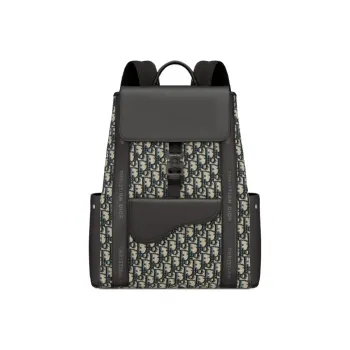 DIOR Grained Cow Leather Saddle Bag Backpack Men's Beige/Black