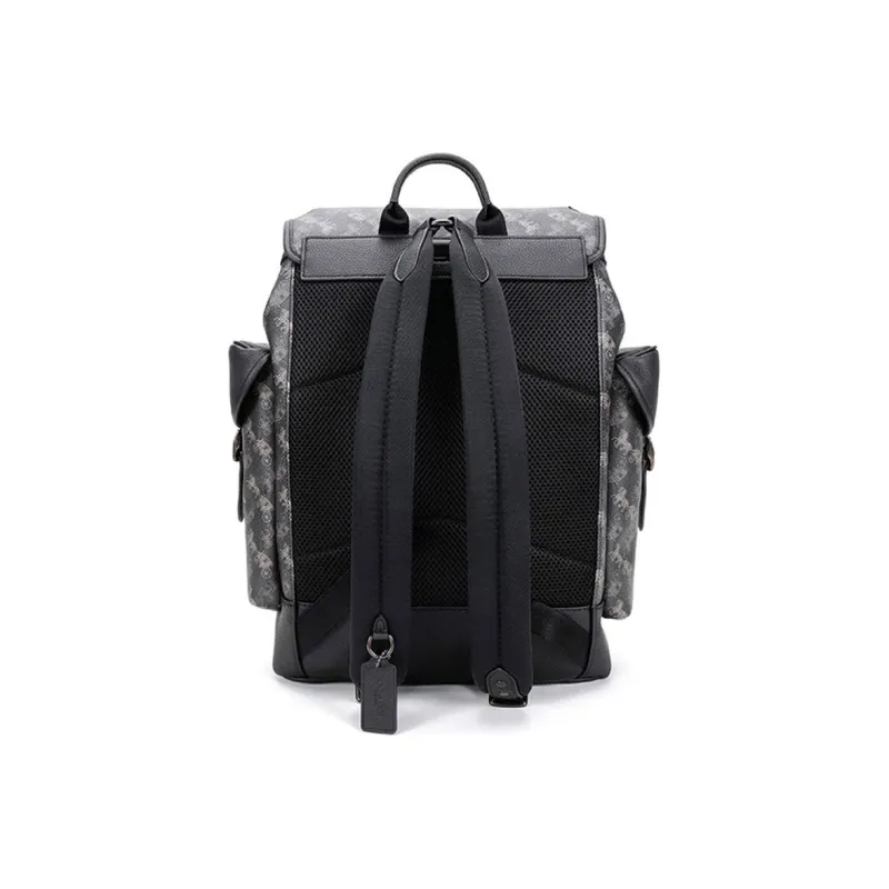 COACH Hitch Leather Backpack Large Size Men's Charcoal Black-3