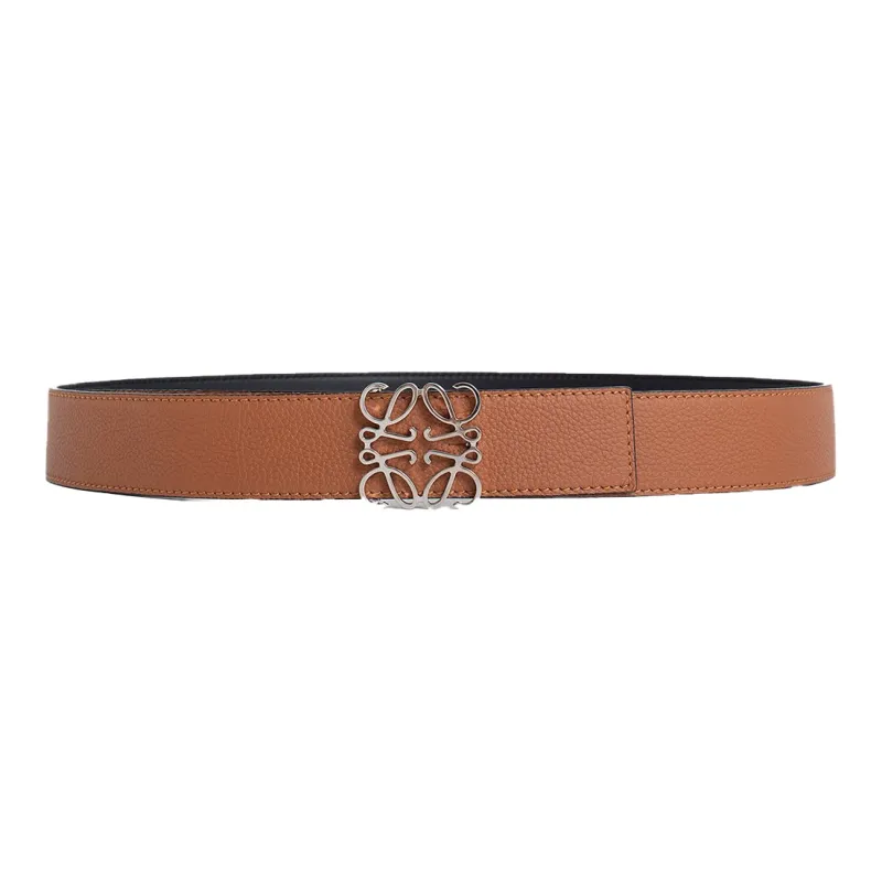 LOEWE Metal Buckle Double Sided Leather Cow Leather Leather Belts Unisex Camel Width  3.5cm-1