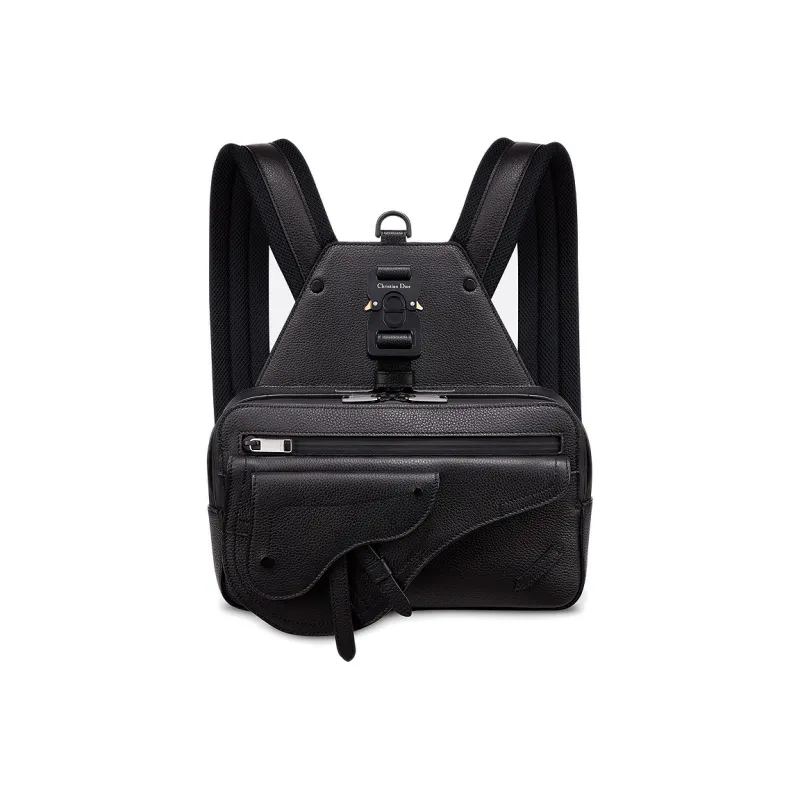 DIOR Saddle Cow Leather Backpack Unisex Black-0