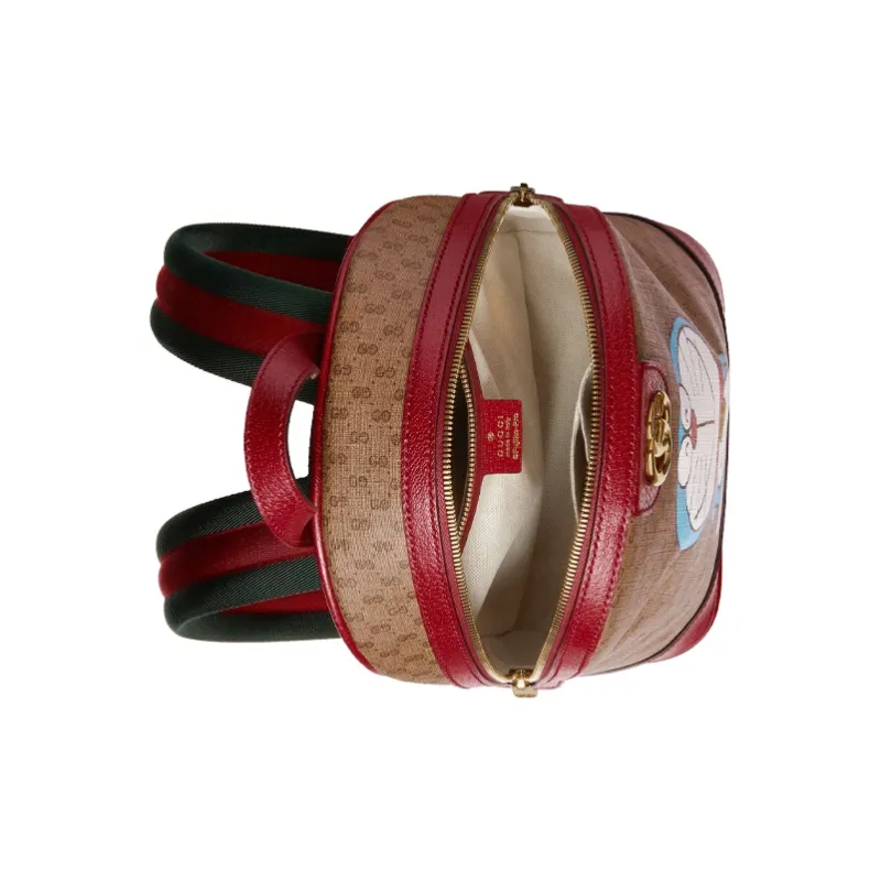 GUCCI Doraemon Collaboration Canvas With Leather Backpack Regular Unisex Ebony/Red-5