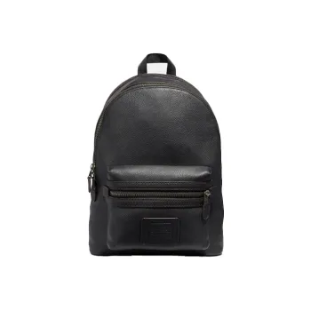COACH Academy Litchi Grain Leather Backpack Large Size Men's Black