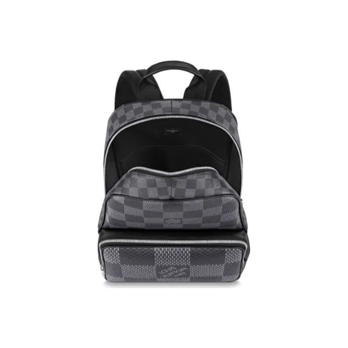 LOUIS VUITTON CAMPUS Coated Canvas Backpack Men's Gray-3