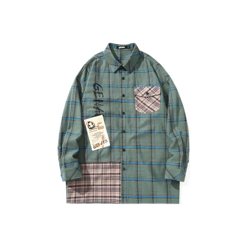 GENANX Shirts Men Green Plaid