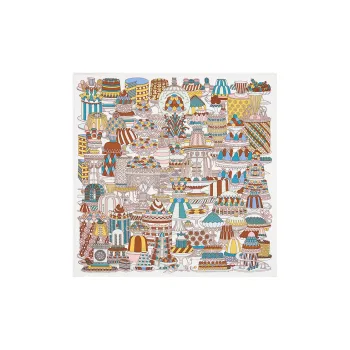 HERMES Silk Scarves Women's White/Brown/Green