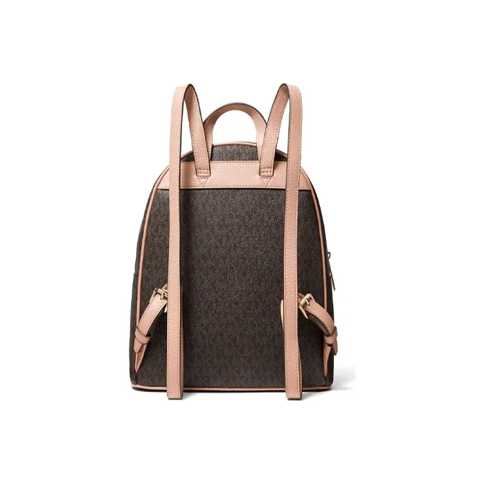 MICHAEL KORS Abbey Leather Multicolor Backpack Medium Size Women's Brown & Pink Multicolor-1