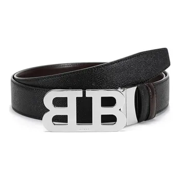 BALLY Leather B-Mirror Board Buckle Double-Sided Leather Belts Men's Width: 3.5cm