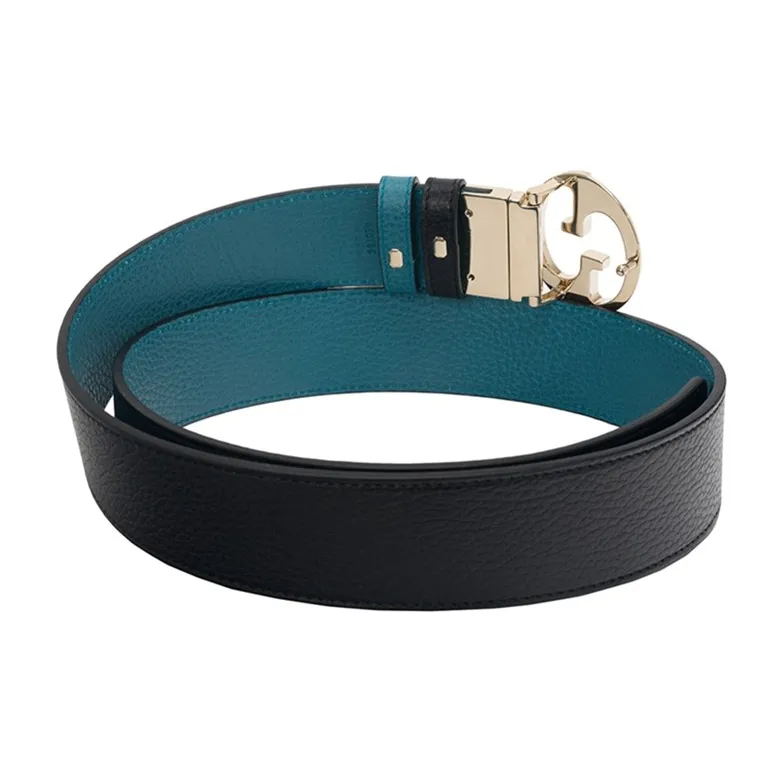 GUCCI Leather Belts Women's Black/Blue-4