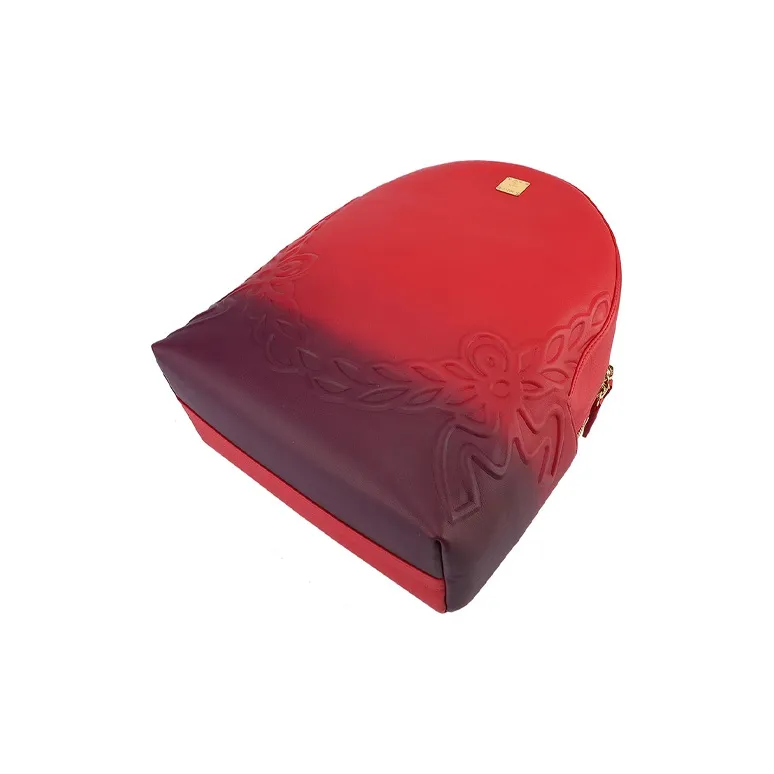 MCM Leather Cow Leather Brogues Backpack Women's Violet Gradient Red-4