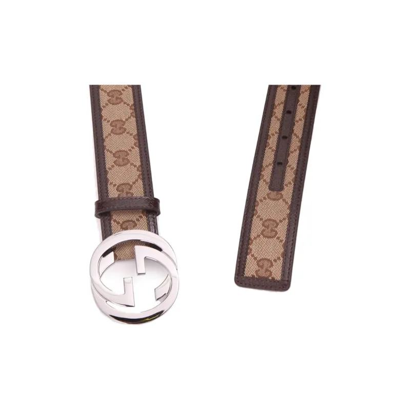 GUCCI Interlocking G Belt Supreme Gg Striped Leather-1