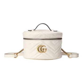GUCCI GG Marmont Quilted Leather Handbag Backpack Mini Women's White