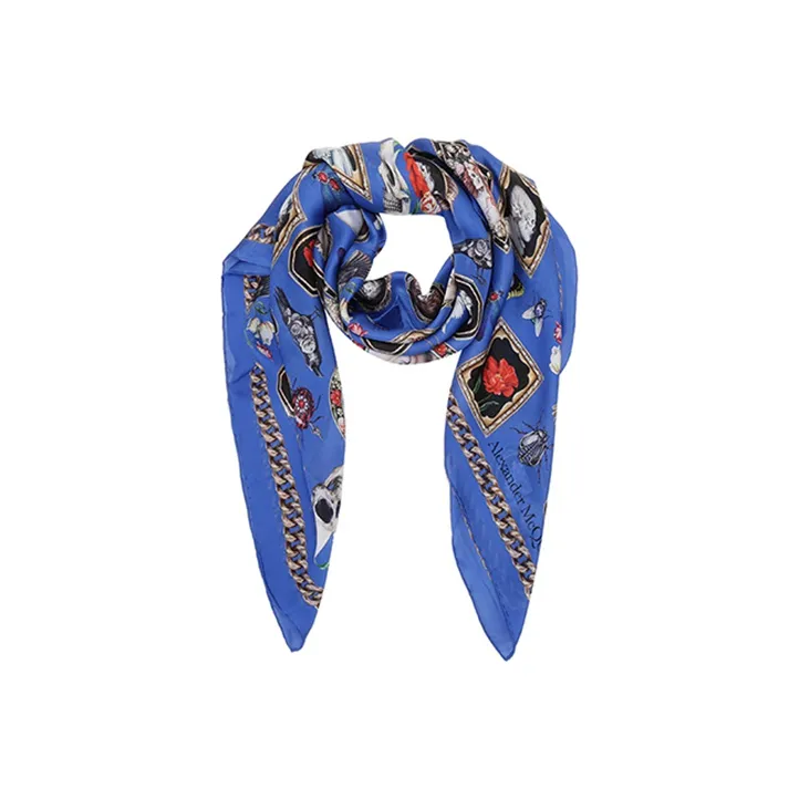 Alexander McQueen Silk Scarves Women's Blue Multicolor-1