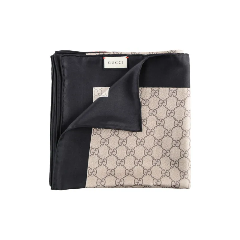 GUCCI Silk Scarves Unisex Black Red-2