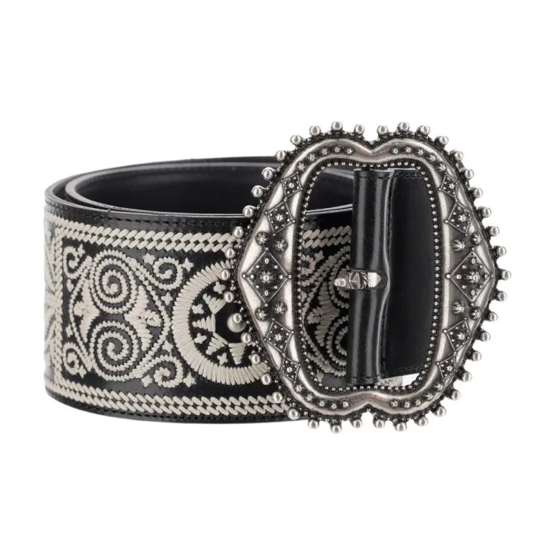 ETRO Leather Belts Unisex Black/White-1