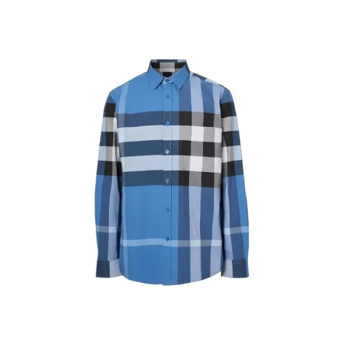 Burberry Shirts Men Dark Sky Blue