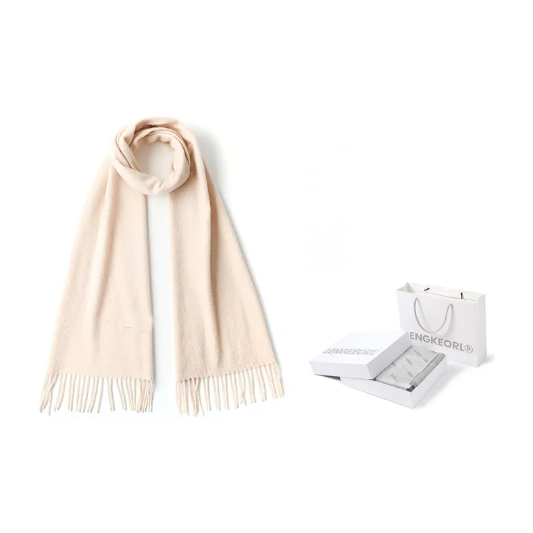 LENGKEORL Wool Knit Scarves Unisex Red-2