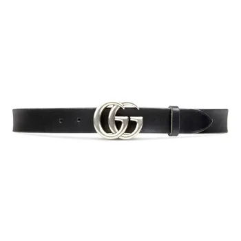 GUCCI Leather Belt Double G Palladium Buckle 1 W