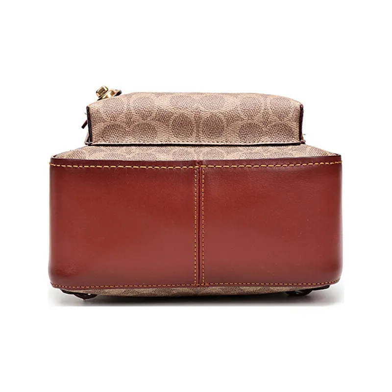 COACH Campus Canvas With Leather Backpack Small Size Women's Red Brown-4