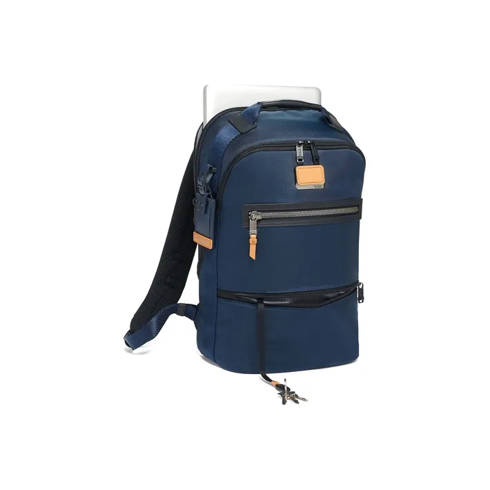 TUMI Alpha Bravo Elastic Nylon Backpack Unisex Blue-1